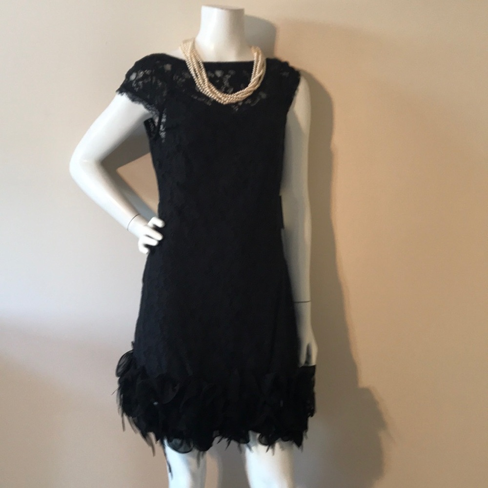 Black Lace & Feather Dress